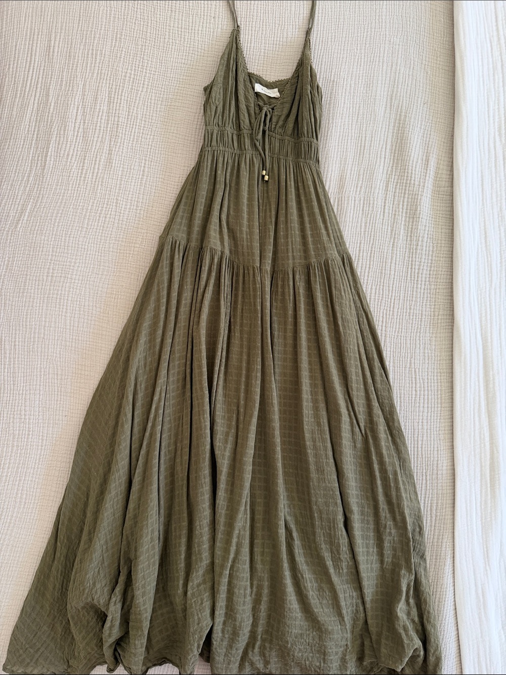 Kivari Olive Green Tiered Maxi Dress with Spaghetti Straps! Worn only once!